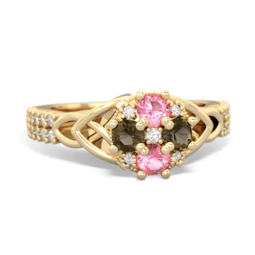 pink sapphire-smoky quartz engagement ring