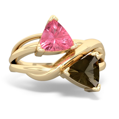 pink sapphire-smoky quartz filligree ring
