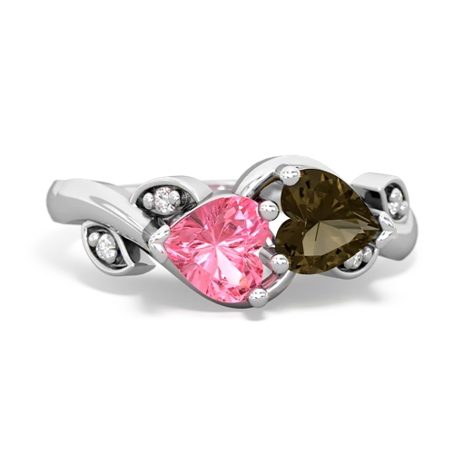 pink sapphire-smoky quartz floral keepsake ring
