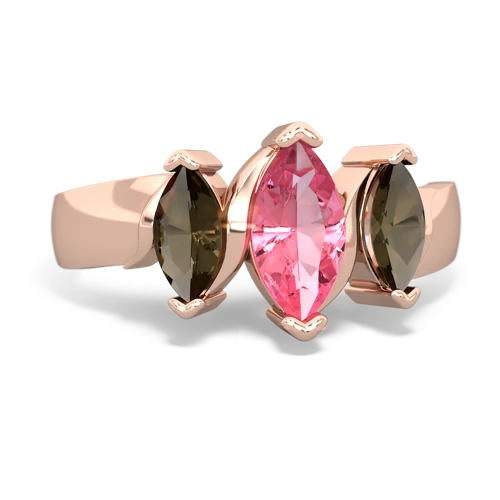 pink sapphire-smoky quartz keepsake ring