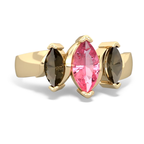 pink sapphire-smoky quartz keepsake ring