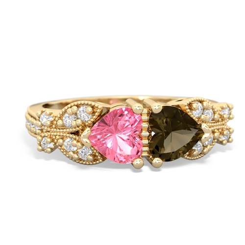 pink sapphire-smoky quartz keepsake butterfly ring