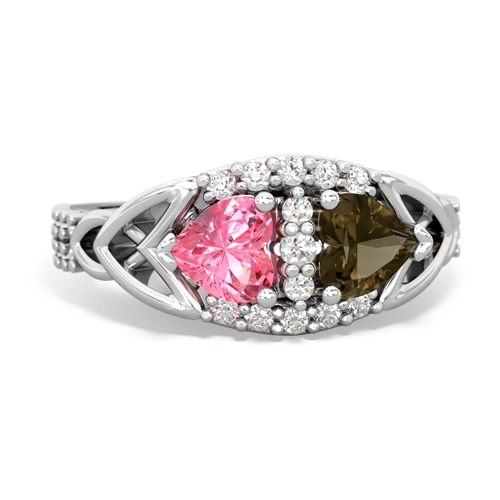pink sapphire-smoky quartz keepsake engagement ring