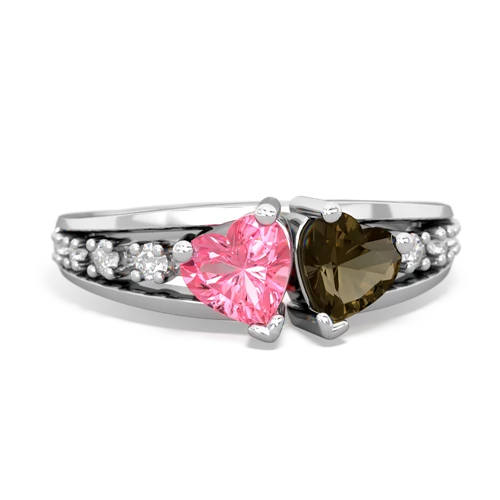 pink sapphire-smoky quartz modern ring