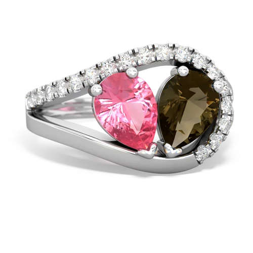 pink sapphire-smoky quartz pave heart ring