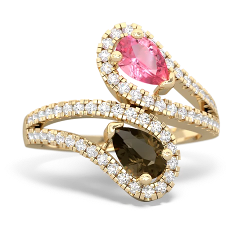 pink sapphire-smoky quartz pave swirls ring
