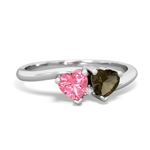 pink sapphire-smoky quartz sweethearts promise ring