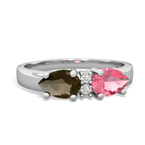 pink sapphire-smoky quartz timeless ring