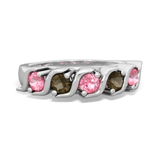 pink sapphire-smoky quartz timeless ring