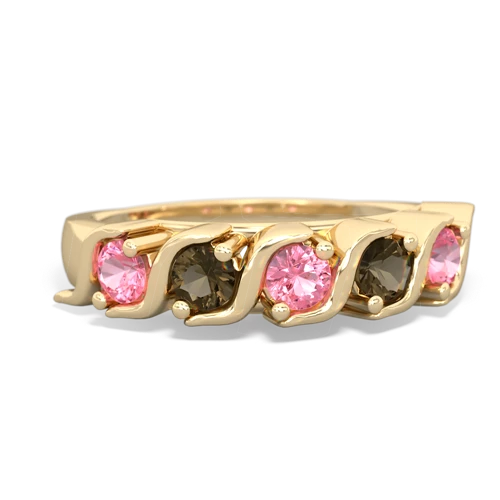 pink sapphire-smoky quartz timeless ring