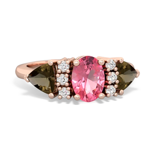 pink sapphire-smoky quartz timeless ring