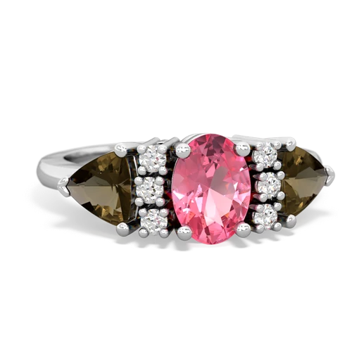 pink sapphire-smoky quartz timeless ring