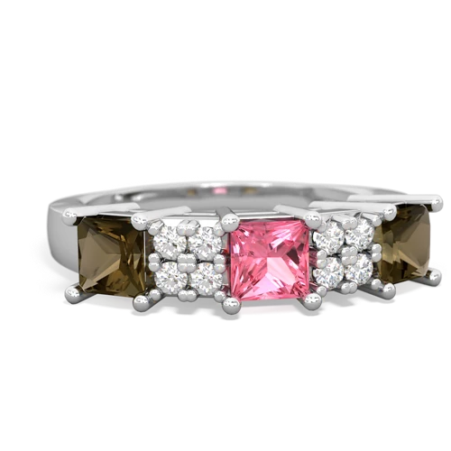 pink sapphire-smoky quartz timeless ring