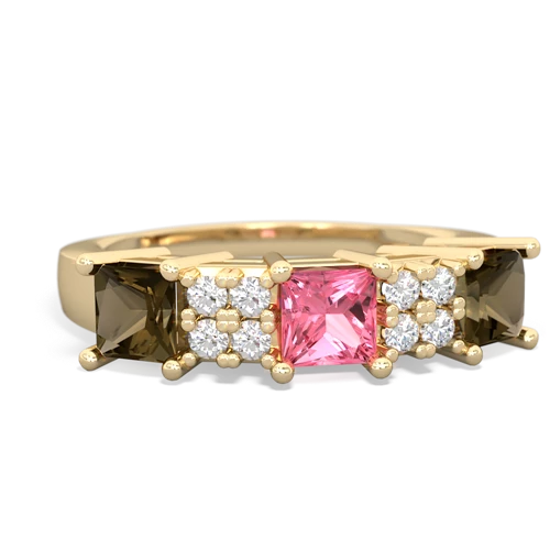 pink sapphire-smoky quartz timeless ring