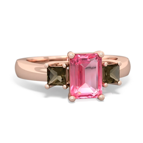 pink sapphire-smoky quartz timeless ring