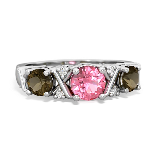 pink sapphire-smoky quartz timeless ring