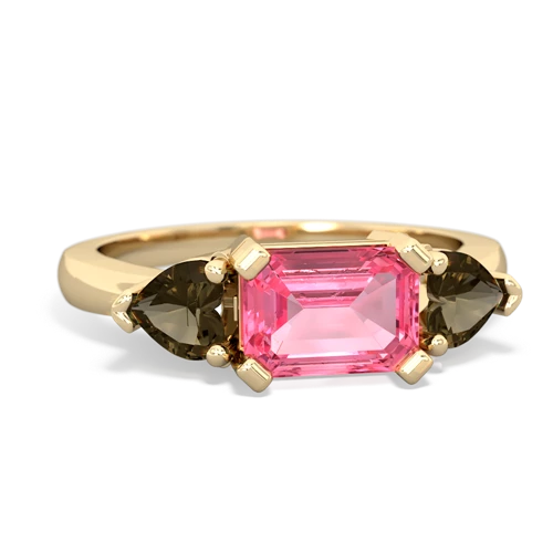 pink sapphire-smoky quartz timeless ring