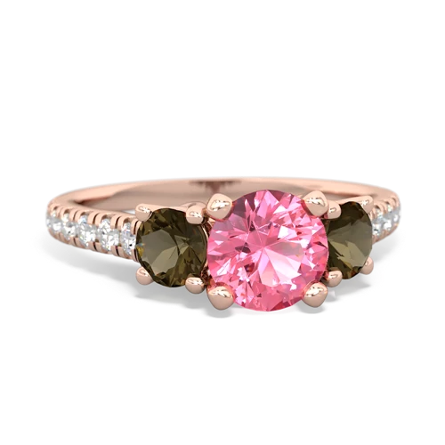 pink sapphire-smoky quartz trellis pave ring