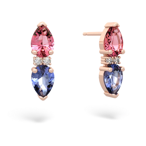 pink sapphire-tanzanite bowtie earrings