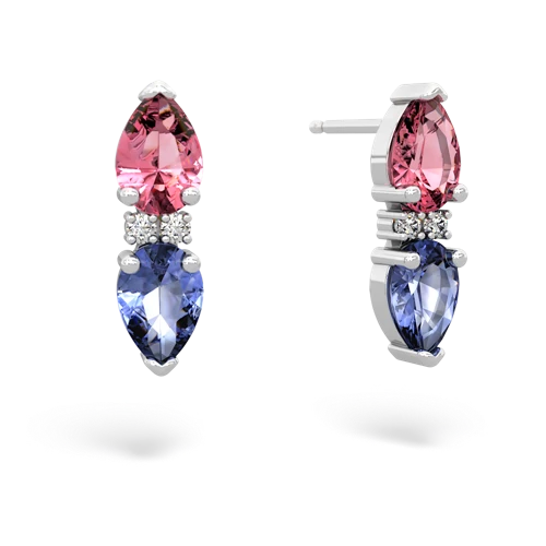 pink sapphire-tanzanite bowtie earrings