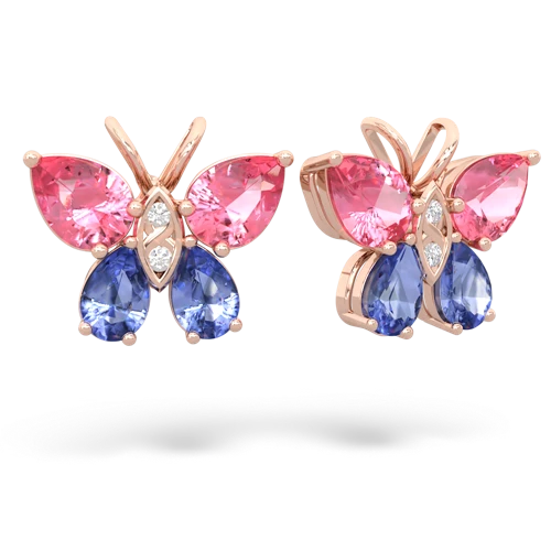 pink sapphire-tanzanite butterfly earrings