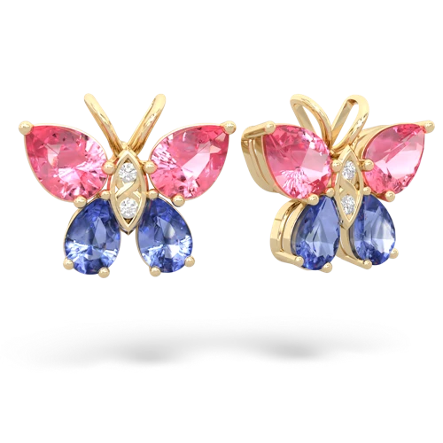pink sapphire-tanzanite butterfly earrings