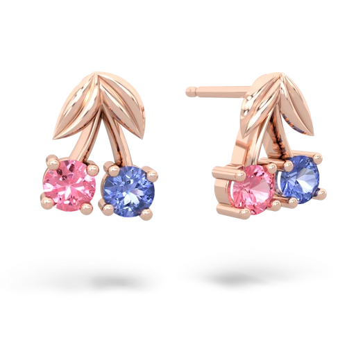 pink sapphire-tanzanite cherries earrings