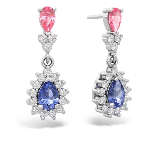 pink sapphire-tanzanite dangle earrings