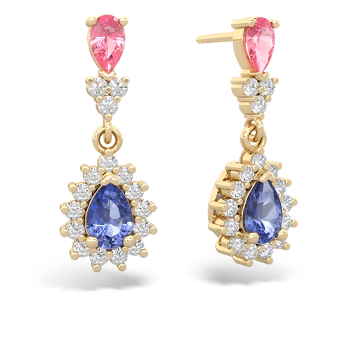 pink sapphire-tanzanite dangle earrings