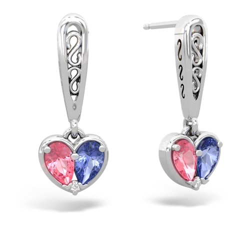 pink sapphire-tanzanite filligree earrings