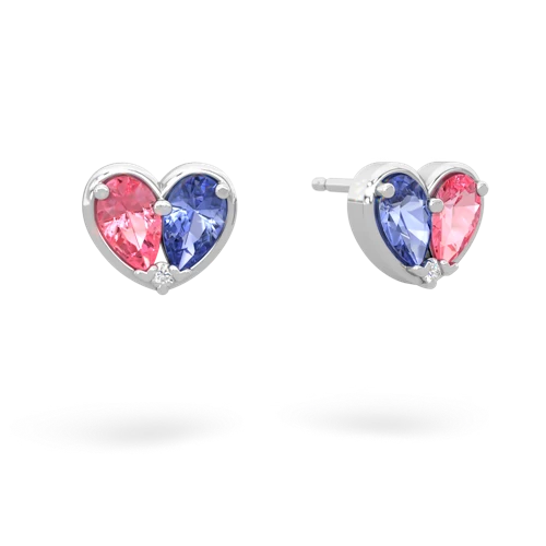 pink sapphire-tanzanite one heart earrings
