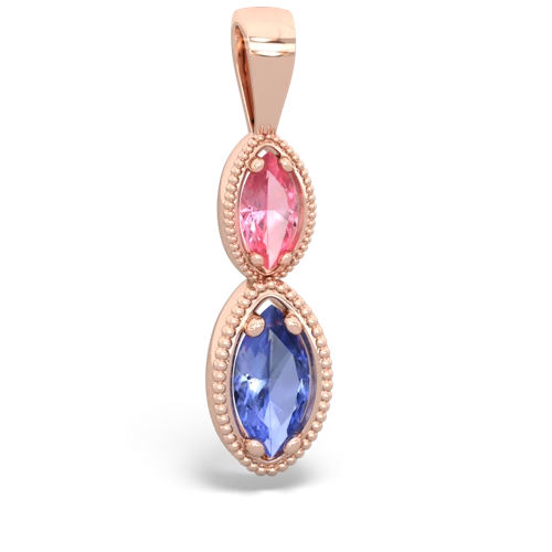 pink sapphire-tanzanite antique milgrain pendant