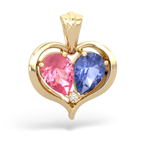 pink sapphire-tanzanite half heart whole pendant