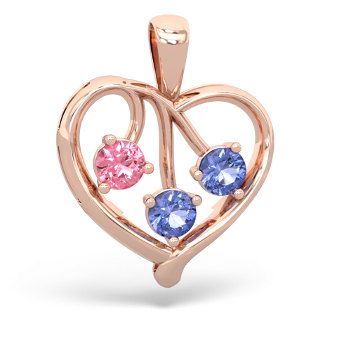 pink sapphire-tanzanite love heart pendant