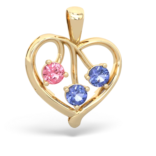 pink sapphire-tanzanite love heart pendant