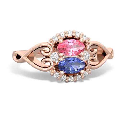 pink sapphire-tanzanite antique keepsake ring