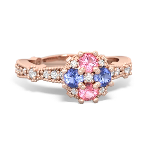 pink sapphire-tanzanite art deco engagement ring