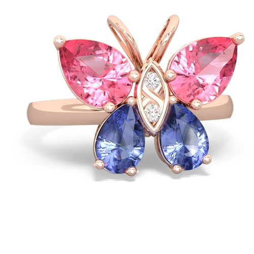 pink sapphire-tanzanite butterfly ring
