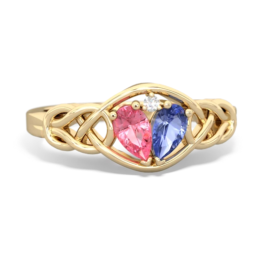 pink sapphire-tanzanite celtic knot ring