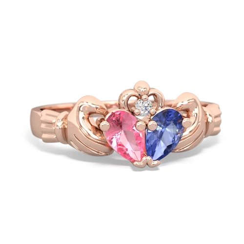 pink sapphire-tanzanite claddagh ring