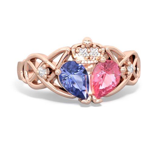 pink sapphire-tanzanite claddagh ring