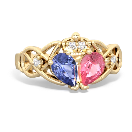 pink sapphire-tanzanite claddagh ring