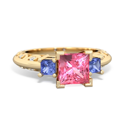 pink sapphire-tanzanite engagement ring