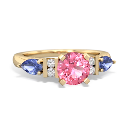 pink sapphire-tanzanite engagement ring