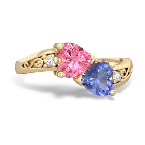 pink sapphire-tanzanite filligree ring