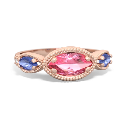 pink sapphire-tanzanite milgrain marquise ring