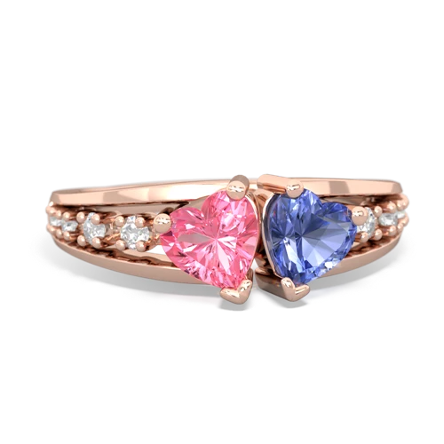 pink sapphire-tanzanite modern ring