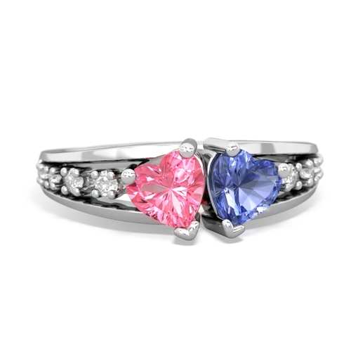 pink sapphire-tanzanite modern ring