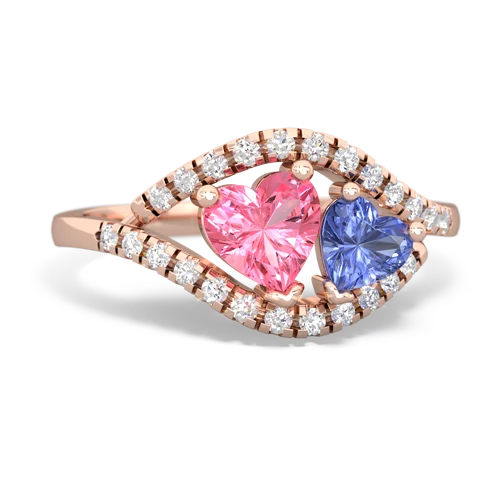 pink sapphire-tanzanite mother child ring