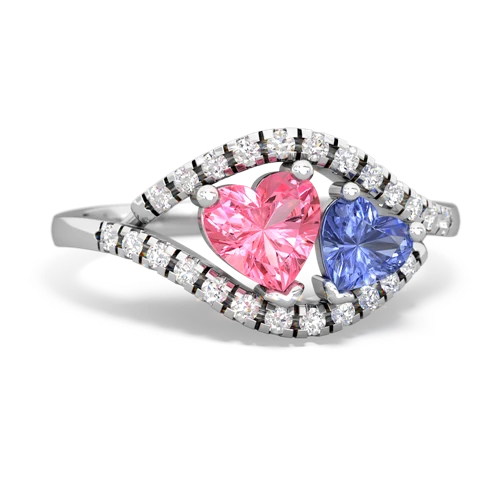 pink sapphire-tanzanite mother child ring